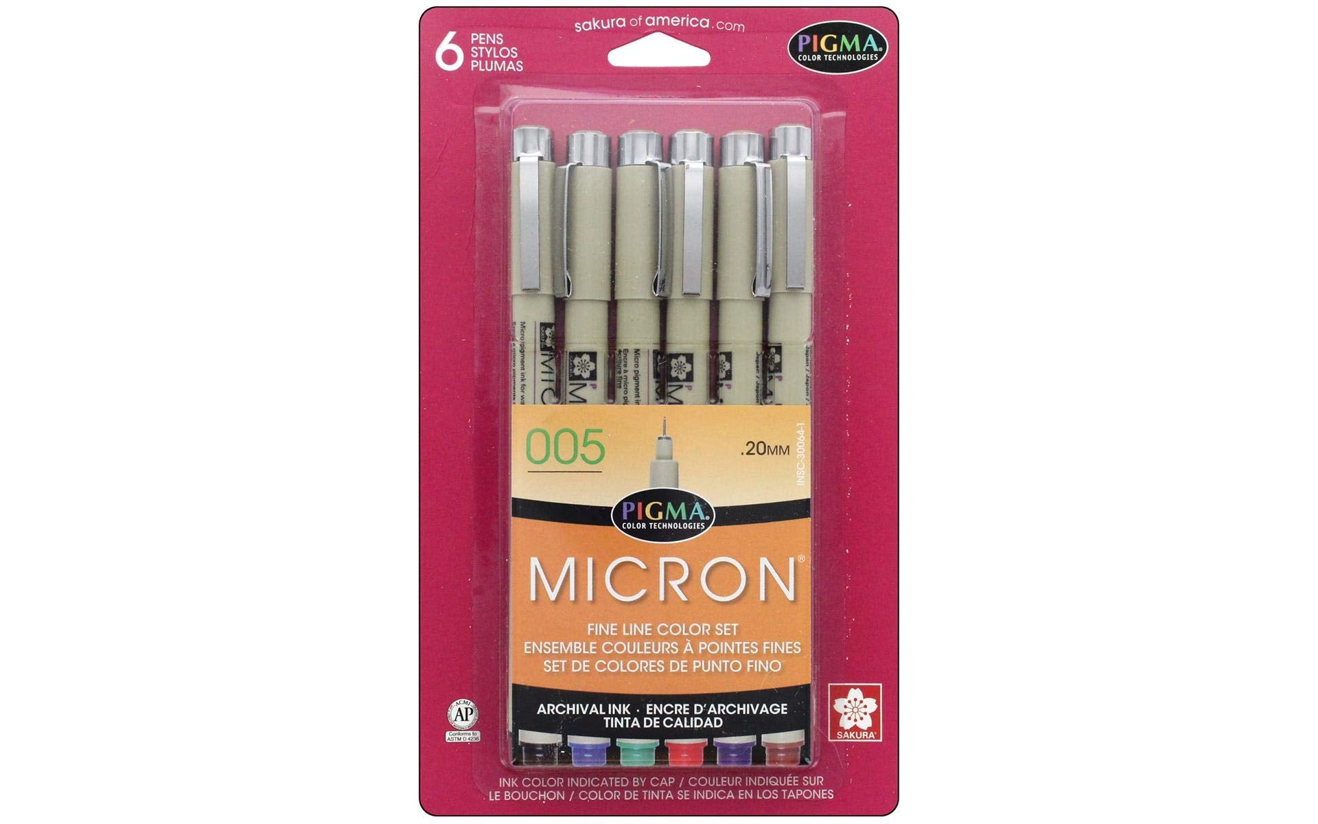 Pigma® Micron 005 Fine Line Pen 6 Color Set – Good Postage